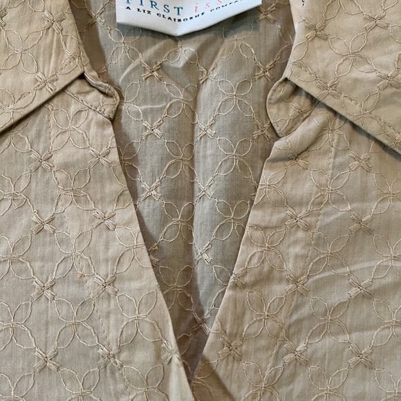 NWT First Issue women’s 3/4 sleeve button shirt Beige 100% Cotton size S $40 - Picture 5 of 10